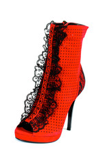 Red woman boots isolated on white background