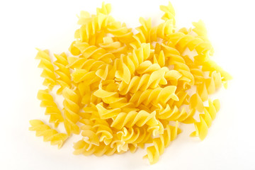 dried italian pasta on white background