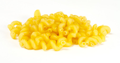 dried italian pasta on white background