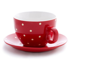red cup with white polka dots