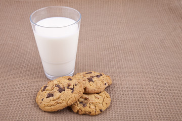 Chocolate chip cookies and milk