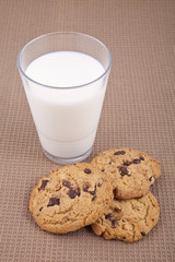 Chocolate chip cookies and milk