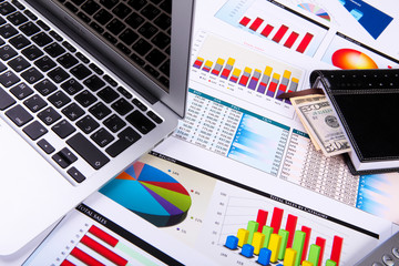 Obraz premium Graphs, charts, business table.