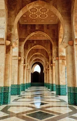 Papier Peint photo Lavable Maroc Voûte complexe de marbre et de mosaïque à l& 39 extérieur de la mosquée