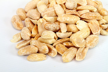 Close-up image of peanuts studio isolated on white background