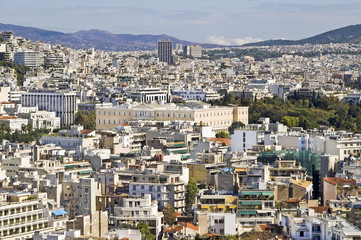 View of Athens with greek parliament in the center