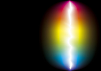 Vector background of color spectrum around lightning