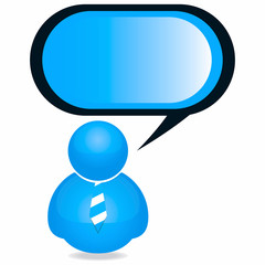 Plastic Person Icon with Speech Bubble and Tie