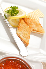 red caviar with toast