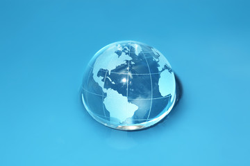 Glass globe in water