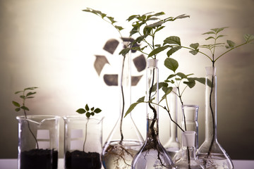 Recycling sign in  laboratory