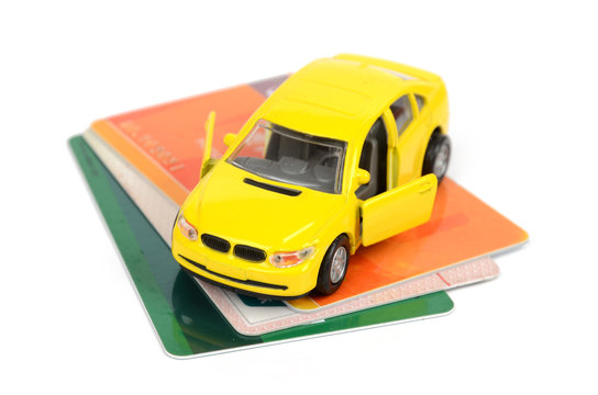 Toy car and credit card