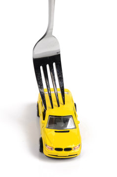 Toy car and fork