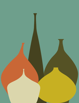 recommend clip art: Abstract vases in warm color palette