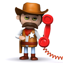 3d Sheriff takes a call on his big red phone