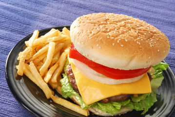 Thick juicy cheesburger