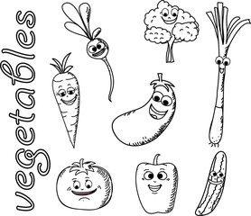 Установить смешной мультфильм овощей