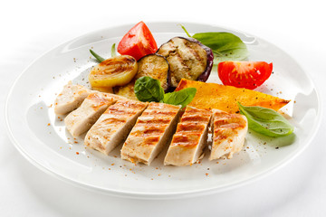 Grilled meat and vegetables
