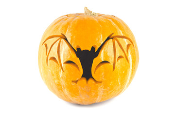 Halloween pumpkin with cut out bat