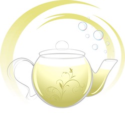 Teapot with green tea