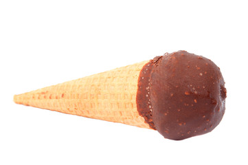 ice cream horn with chocolate icing