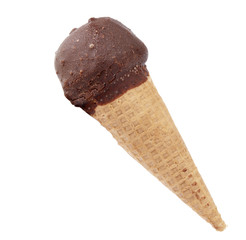ice cream horn with chocolate icing