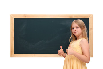 Schoolgirl with blackboard 2