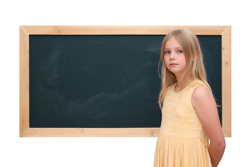 Schoolgirl with blackboard