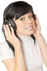 woman  in head sets