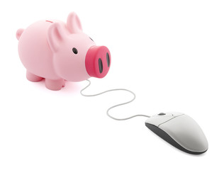 Piggy bank with computer mouse