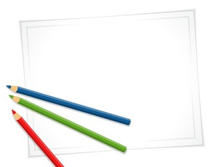 Three pencils and paper
