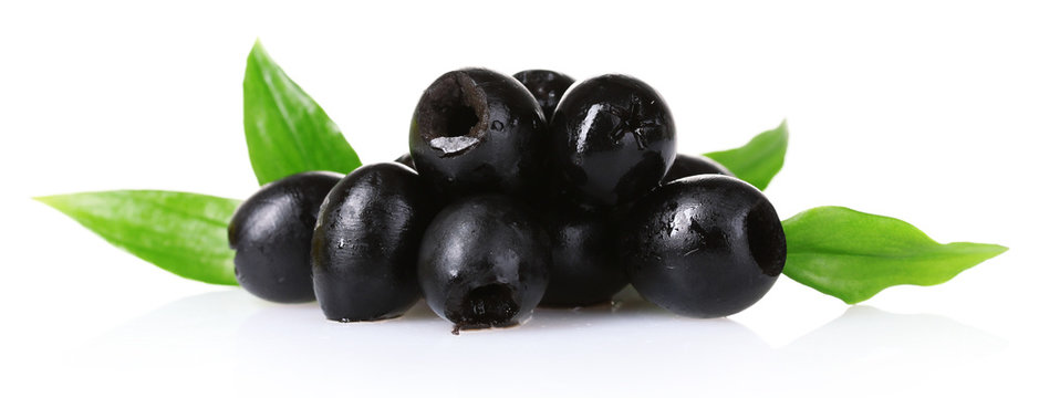 tasty black olives isolated on white