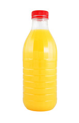 Orange juice bottle isolated on white