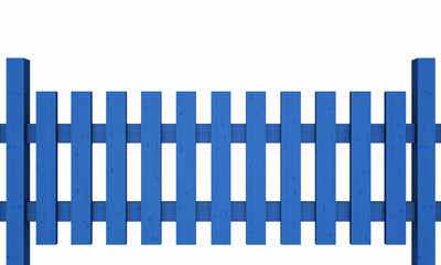 3D Holzzaun - blau freigestellt 03