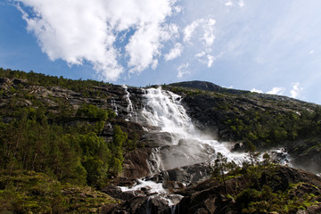 Waterfall Langfossen in Norway.