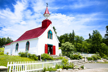 Small Wooden Chapel in a Sunny Day