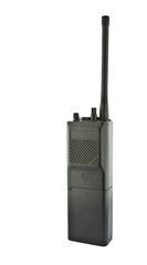 Black walkie talkie isolated on white background