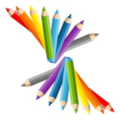 Fantail of vector color pencils