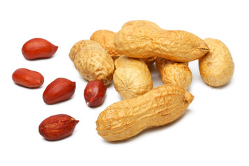 nuts, peanuts in the shell on a white background