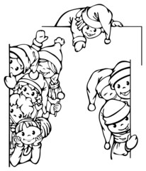 Happy kids standing by blank