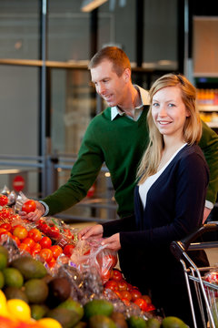 Portrait of Couple in Supermarket