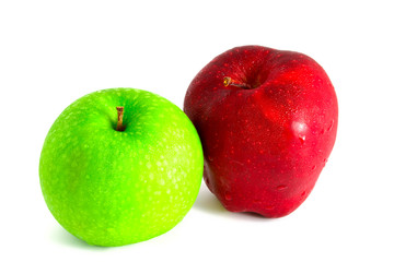 Isolated fresh red and green apples, studio shot