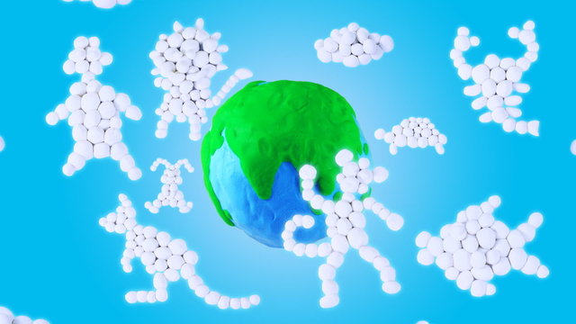 Animated Earth (with clouds in the shape of animals)