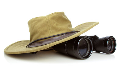 The hikers hat with binoculars