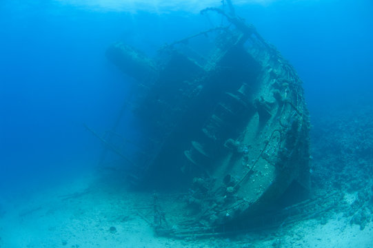 Large stern section of an underwater shipwreck