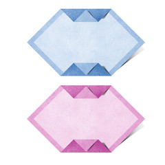 origami tag recycled paper craft stick on white background