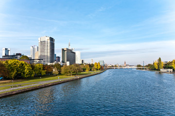 Skyline of Frankfurt with river Main