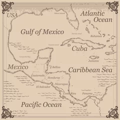 Zelfklevend Fotobehang Vintage Caribbean central america map illustration © kstudija