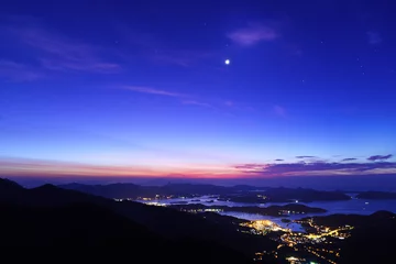 Foto op Plexiglas Donkerblauw Sai Kung in de ochtend, Hong Kong