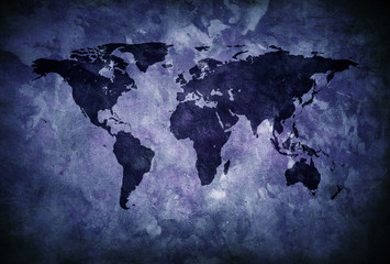 Blue grunge world map